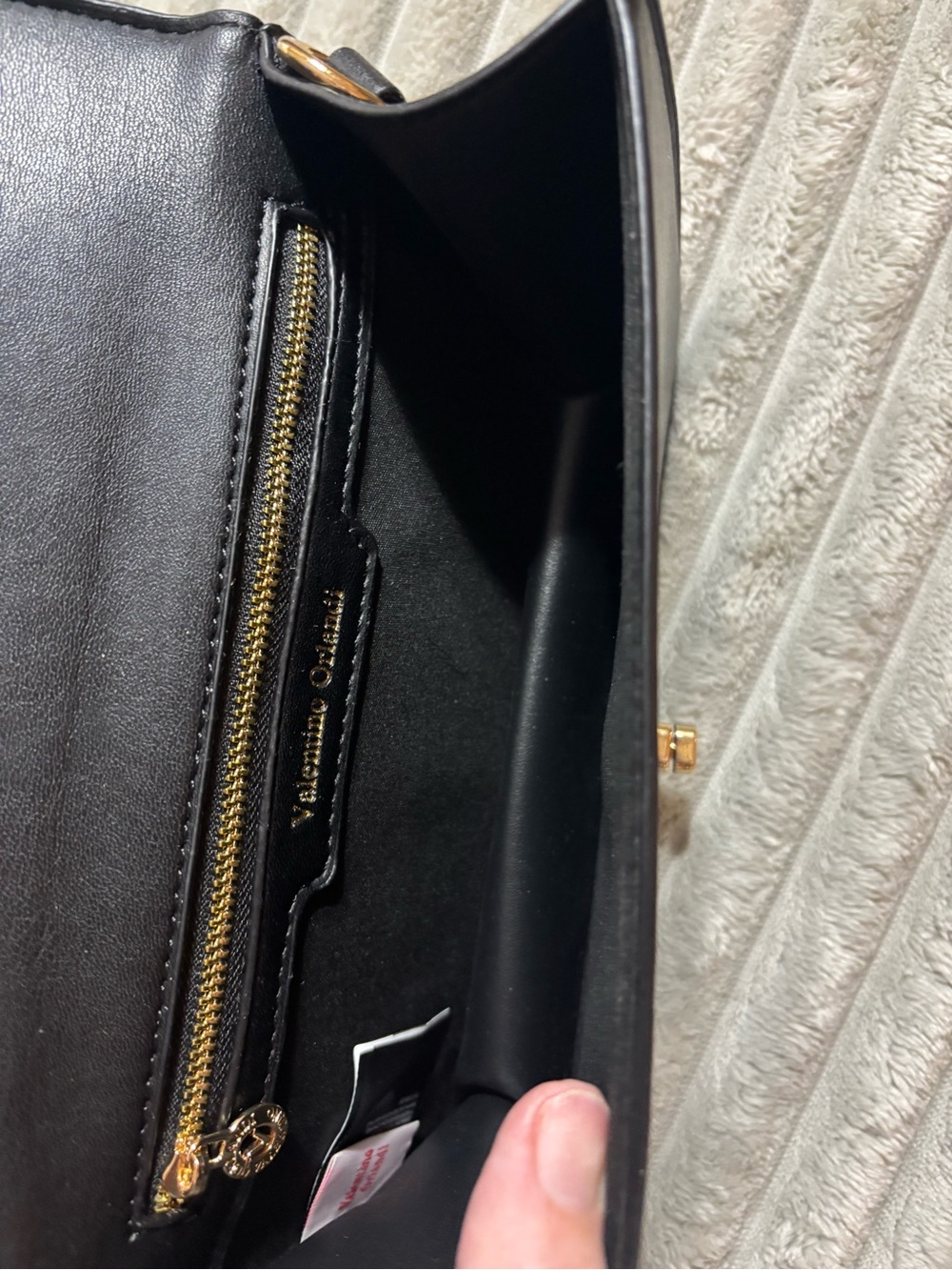 Valentino Orlandi Black Quilted Crossbody with Gold V Accent - Picture 5 of 8